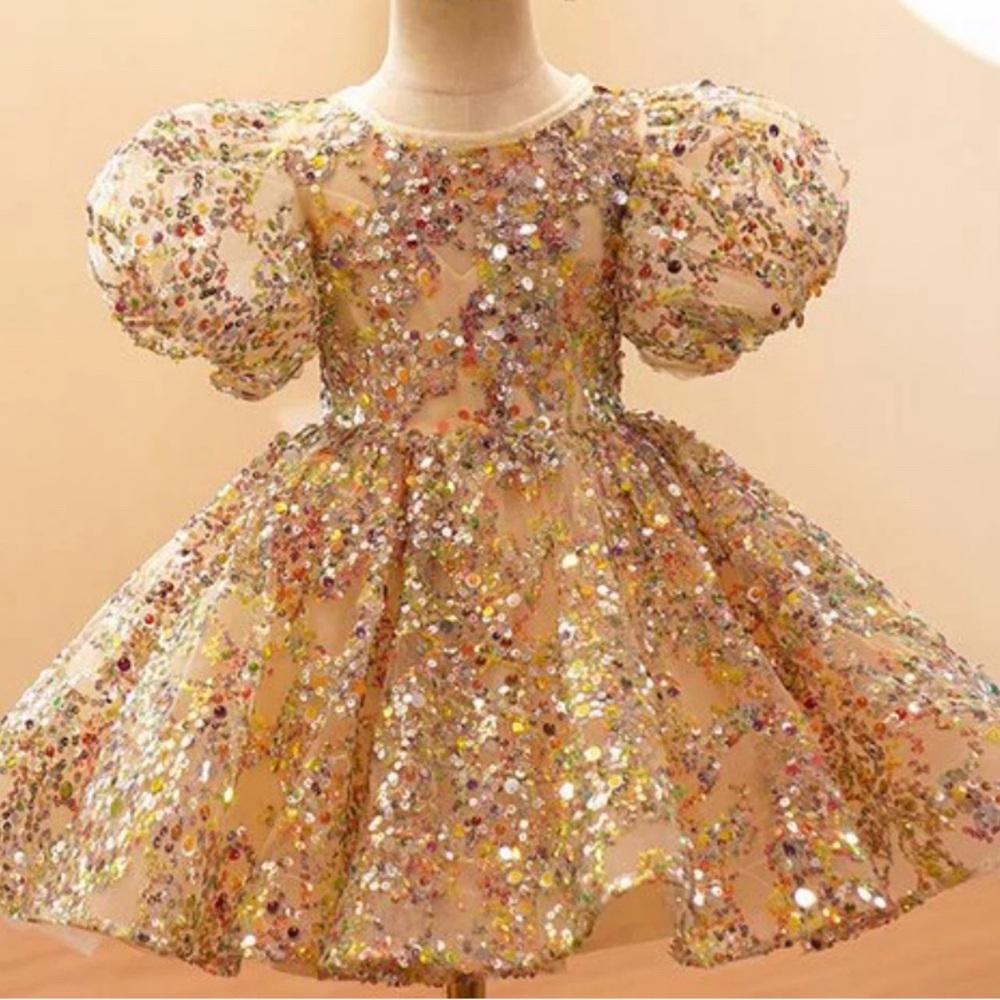 Gold Sequin Magic Mini Special Occasion Dress